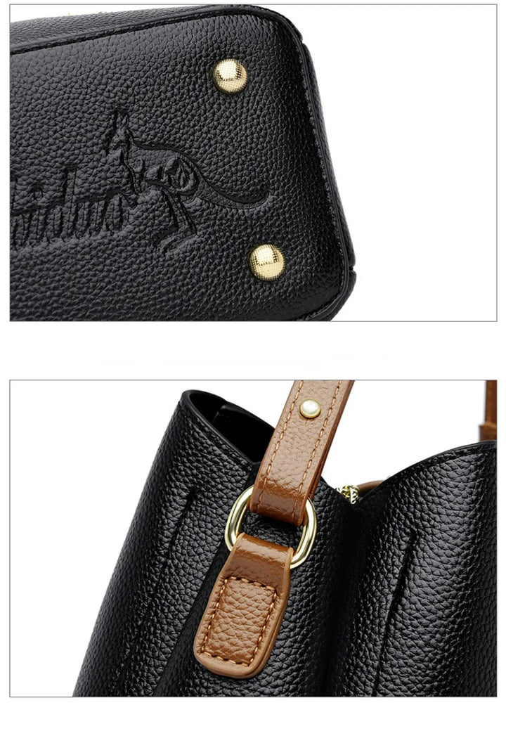 Women’s Casual Leather-Look Tote Bag | حقيبة توت نسائية عملية