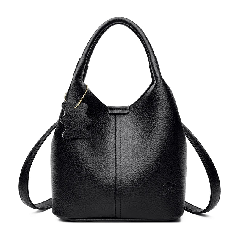 Women’s Soft Bucket Shoulder Bag | Elegant Top-Handle Tote