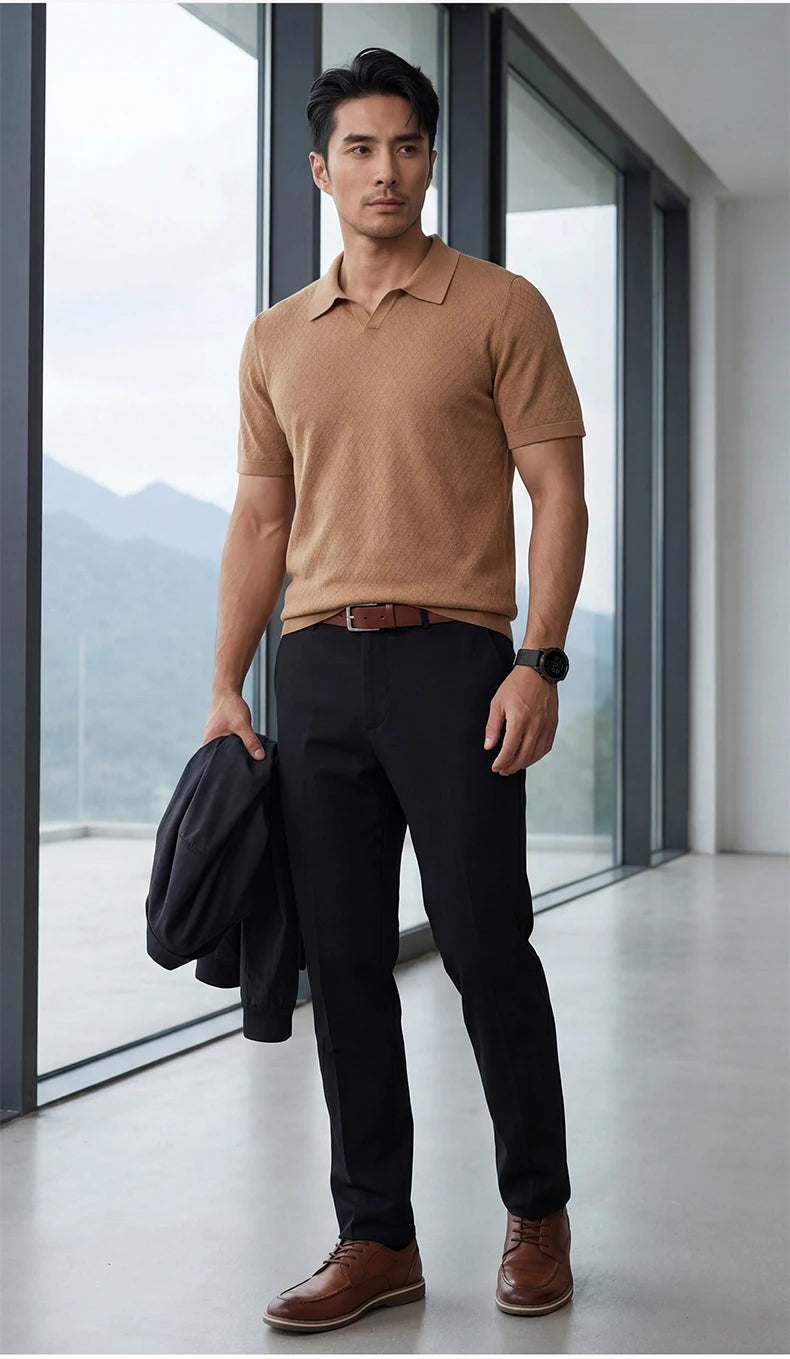 Men’s Mulberry Silk Knit Polo Shirt