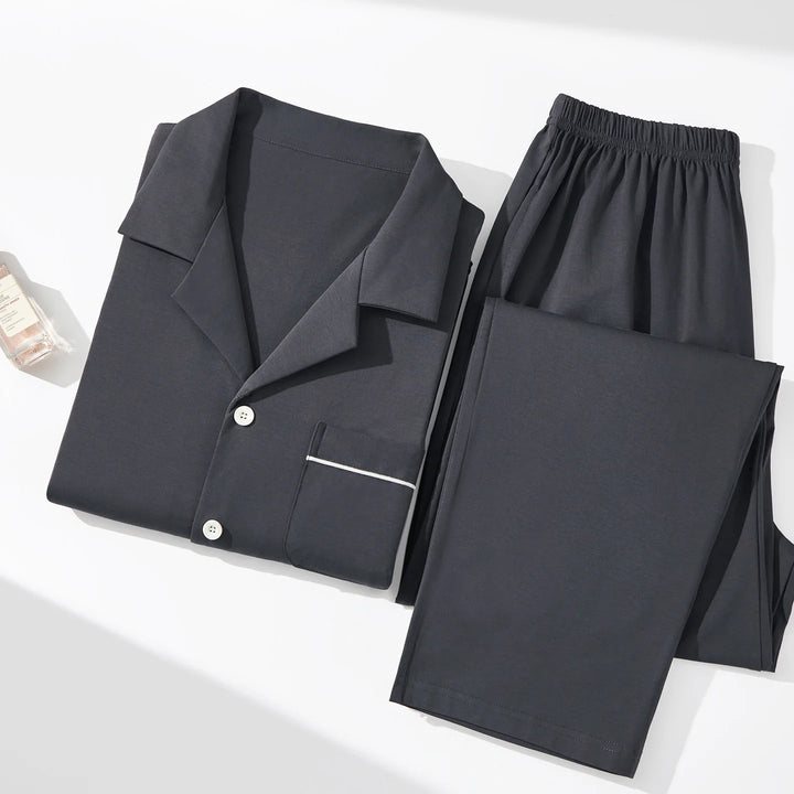 Men’s Cotton Pajama Set | Warm Button-Down Homewear