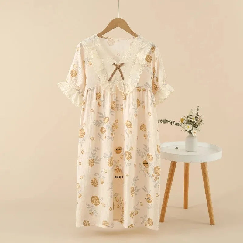 Women’s Cotton Summer Nightgown | جلابية بيت قطنية صيفي - Vine Print