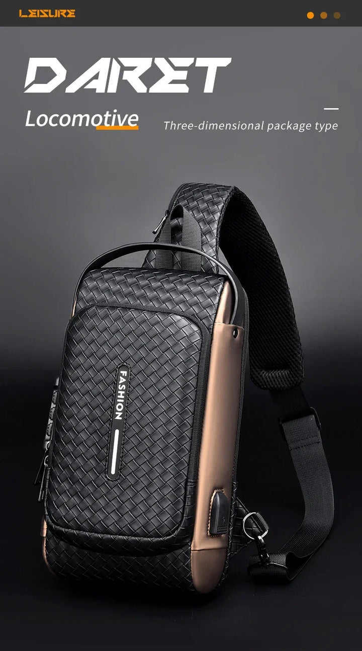 Men’s PU Anti-Theft Chest Bag | حقيبة صدر رجالية PU مضادة للسرقة