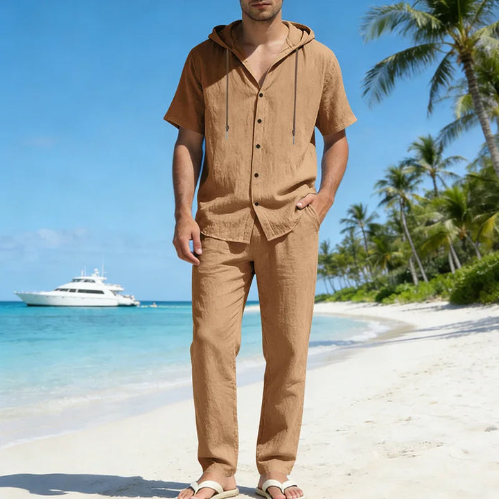 Men’s Summer Beach Set | Casual Short Sleeve Shirt & Shorts Outfit