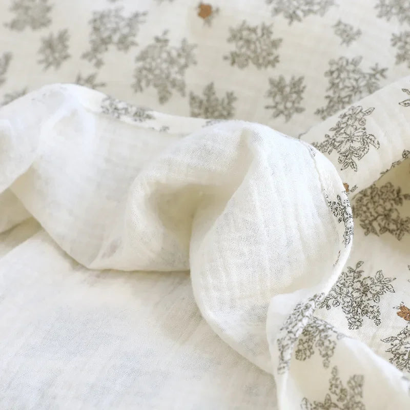 Women’s Cotton Gauze Sleep Dress | جلابية قطنية صيفية للبيت - Lace Trim