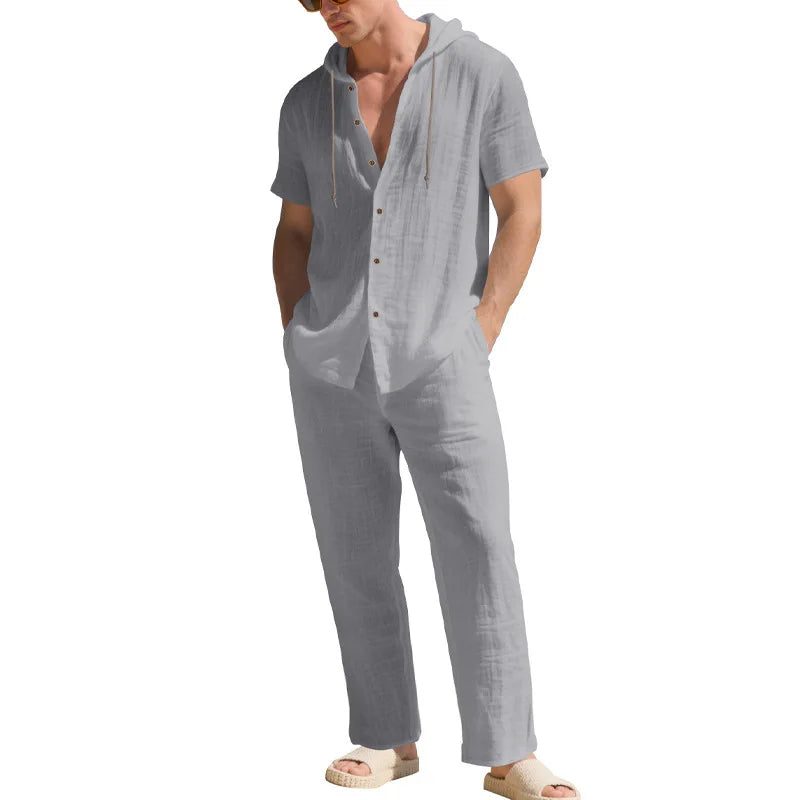 Men’s Summer Beach Set | Casual Short Sleeve Shirt & Shorts Outfit