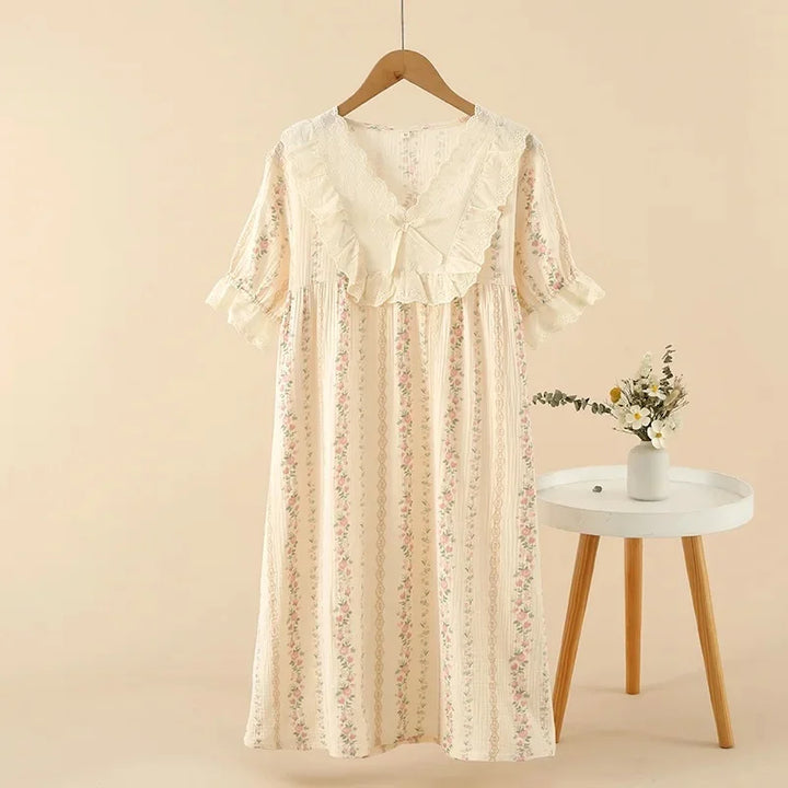 Women’s Cotton Summer Nightgown | جلابية بيت قطنية صيفي - Vine Print