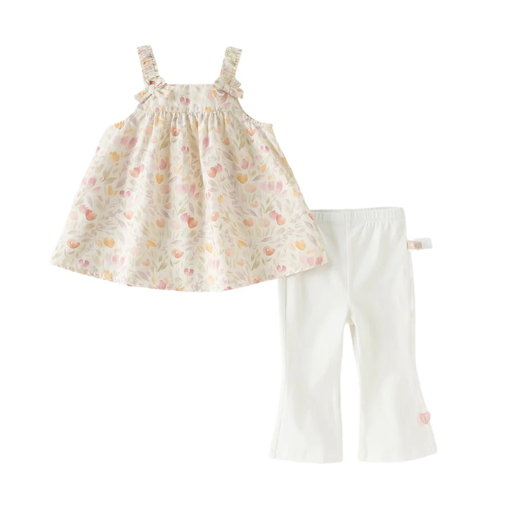 Girls Floral Sleeveless Summer Outfit Set