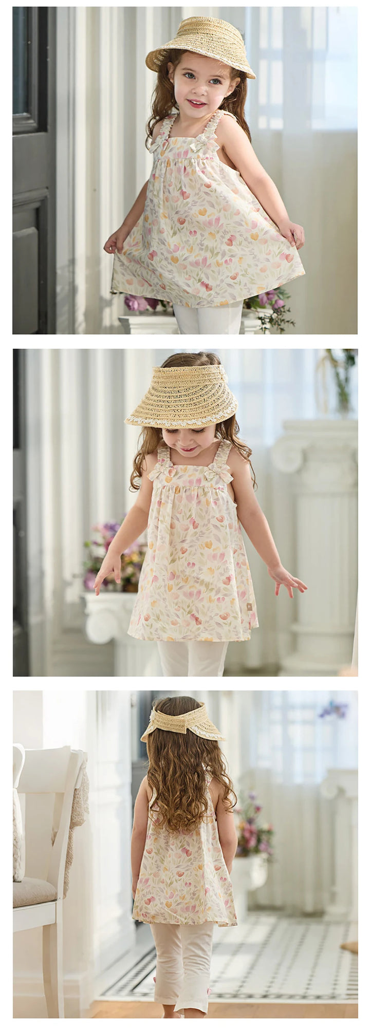 Girls Floral Sleeveless Summer Outfit Set