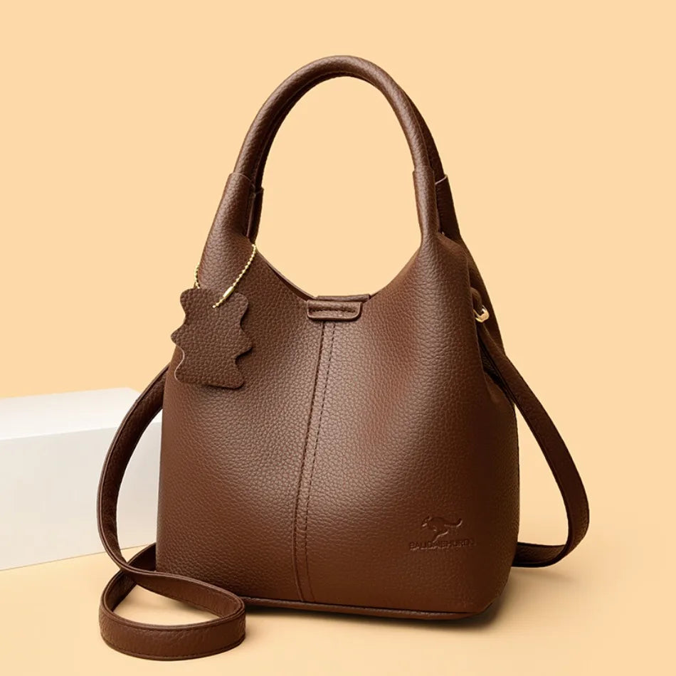 Women’s Soft Bucket Shoulder Bag | Elegant Top-Handle Tote
