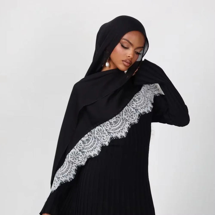 Women’s Lace Edge Hijab Scarf | Soft Everyday Drape
