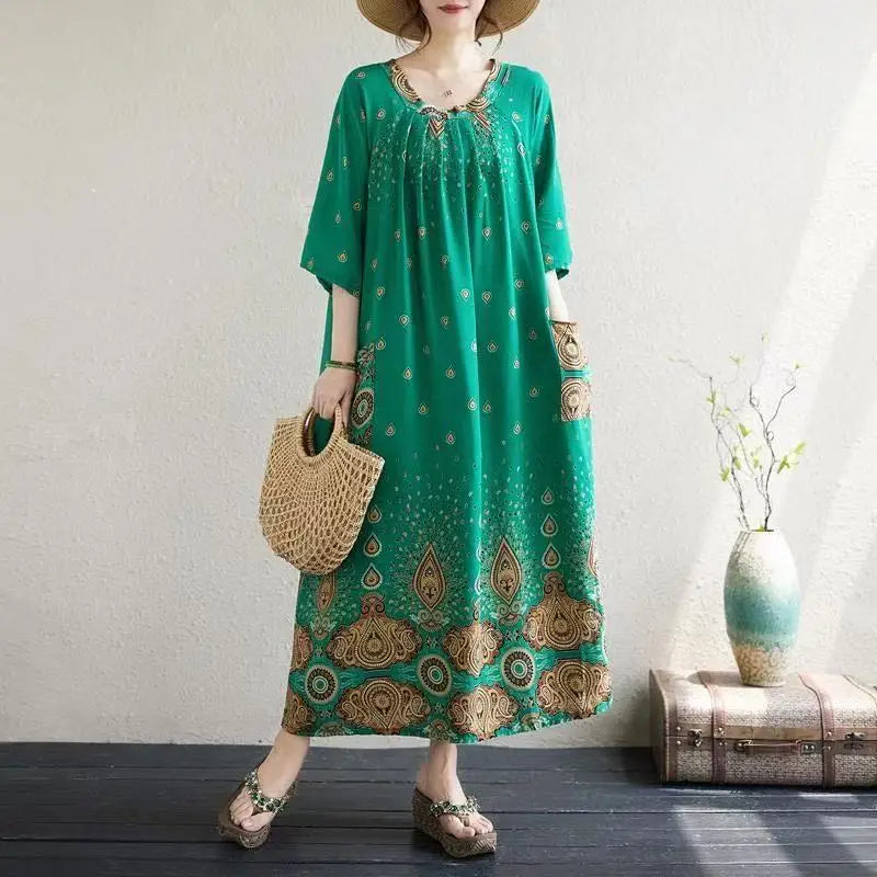 Women’s Floral Maternity Lounge Dress | فستان بيت واسع ومريح - Floral