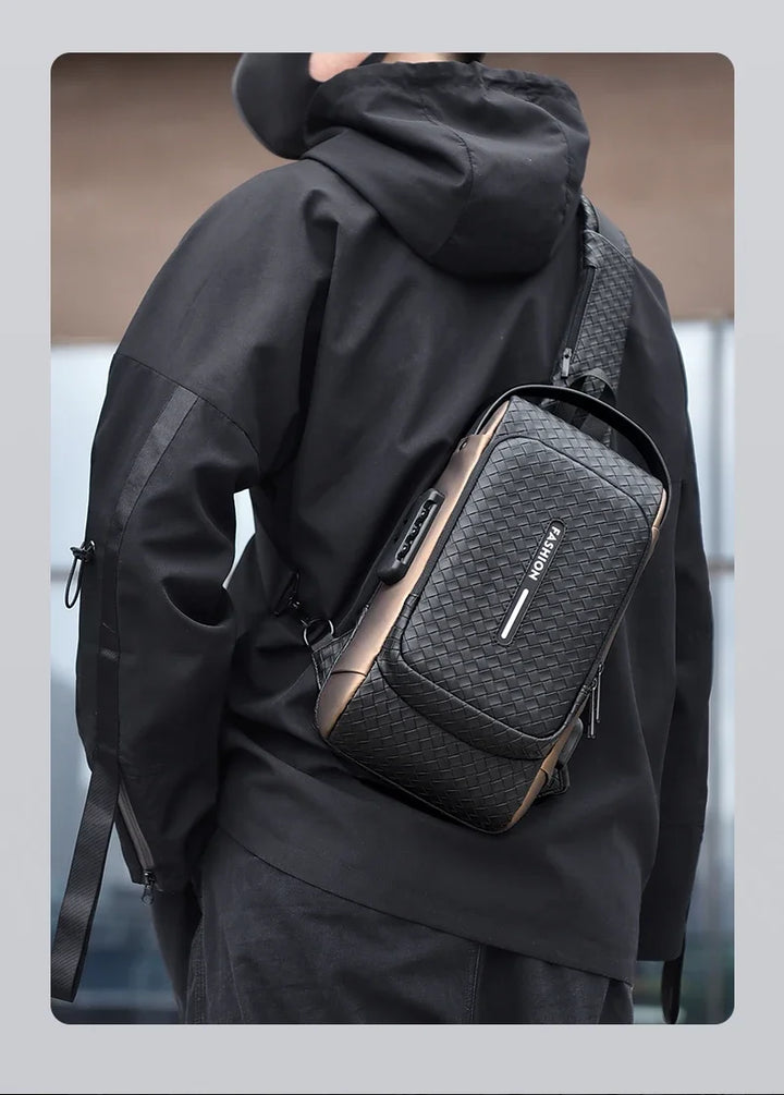 Men’s PU Anti-Theft Chest Bag | حقيبة صدر رجالية PU مضادة للسرقة