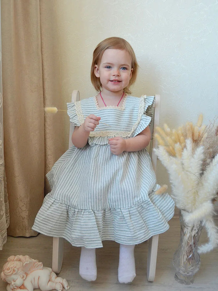Girls Plaid Ruffle Summer Dress
