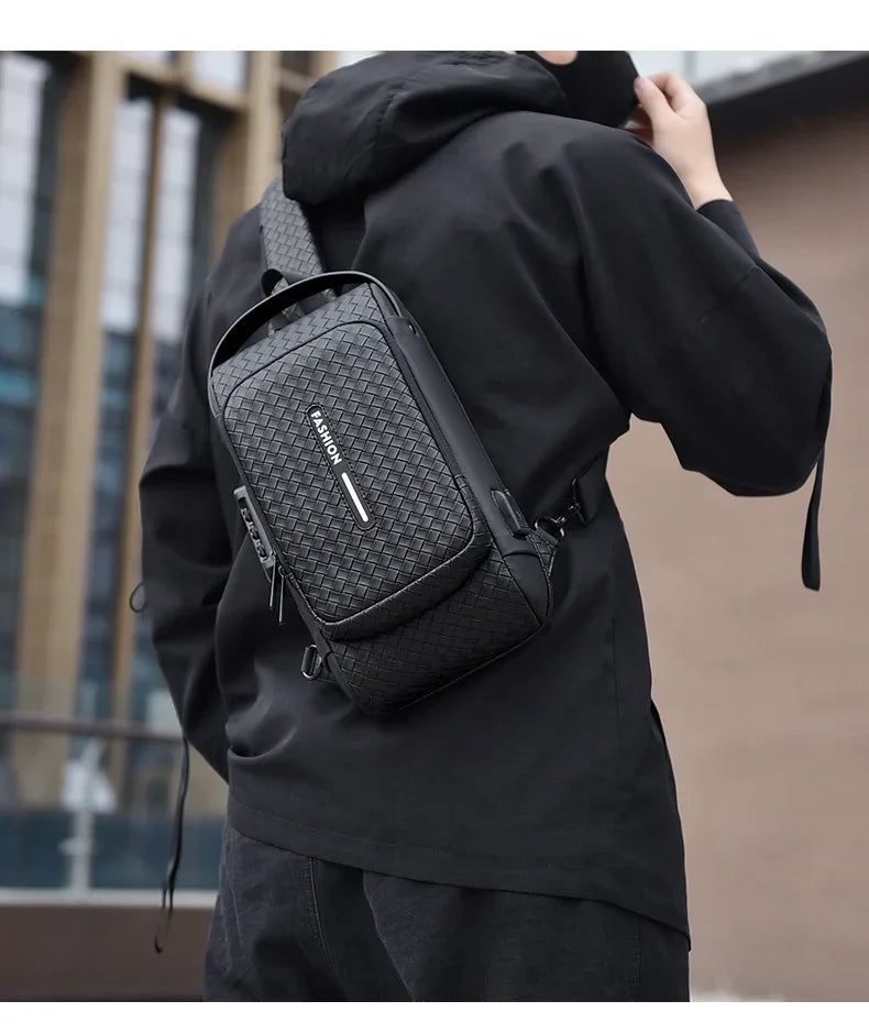 Men’s PU Anti-Theft Chest Bag | حقيبة صدر رجالية PU مضادة للسرقة