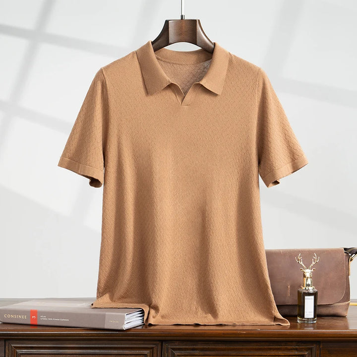 Men’s Mulberry Silk Knit Polo Shirt