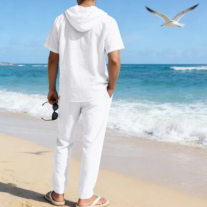 Men’s Linen Summer Set | Breathable Short Sleeve Shirt & Pants