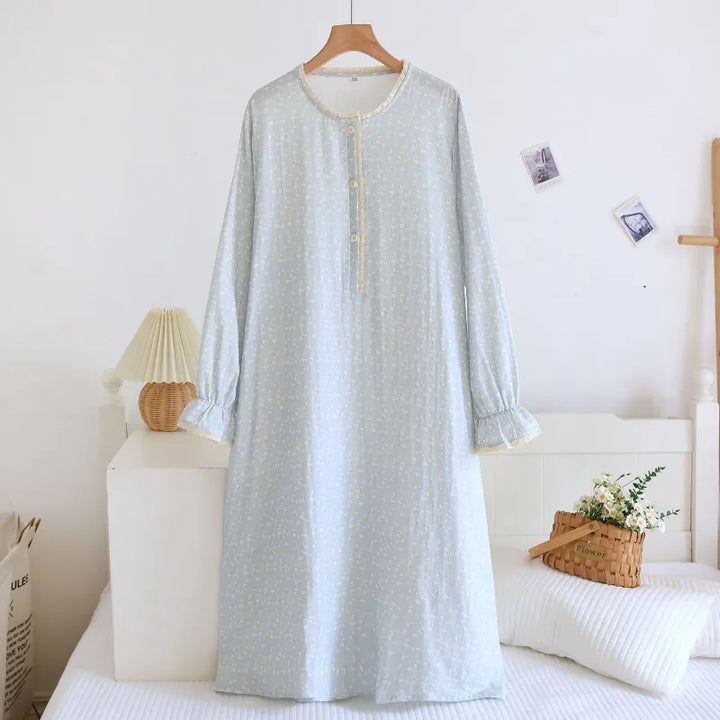 Women’s Double Gauze Cotton Nightgown | جلابية قطنية صيفية للبيت - Floral