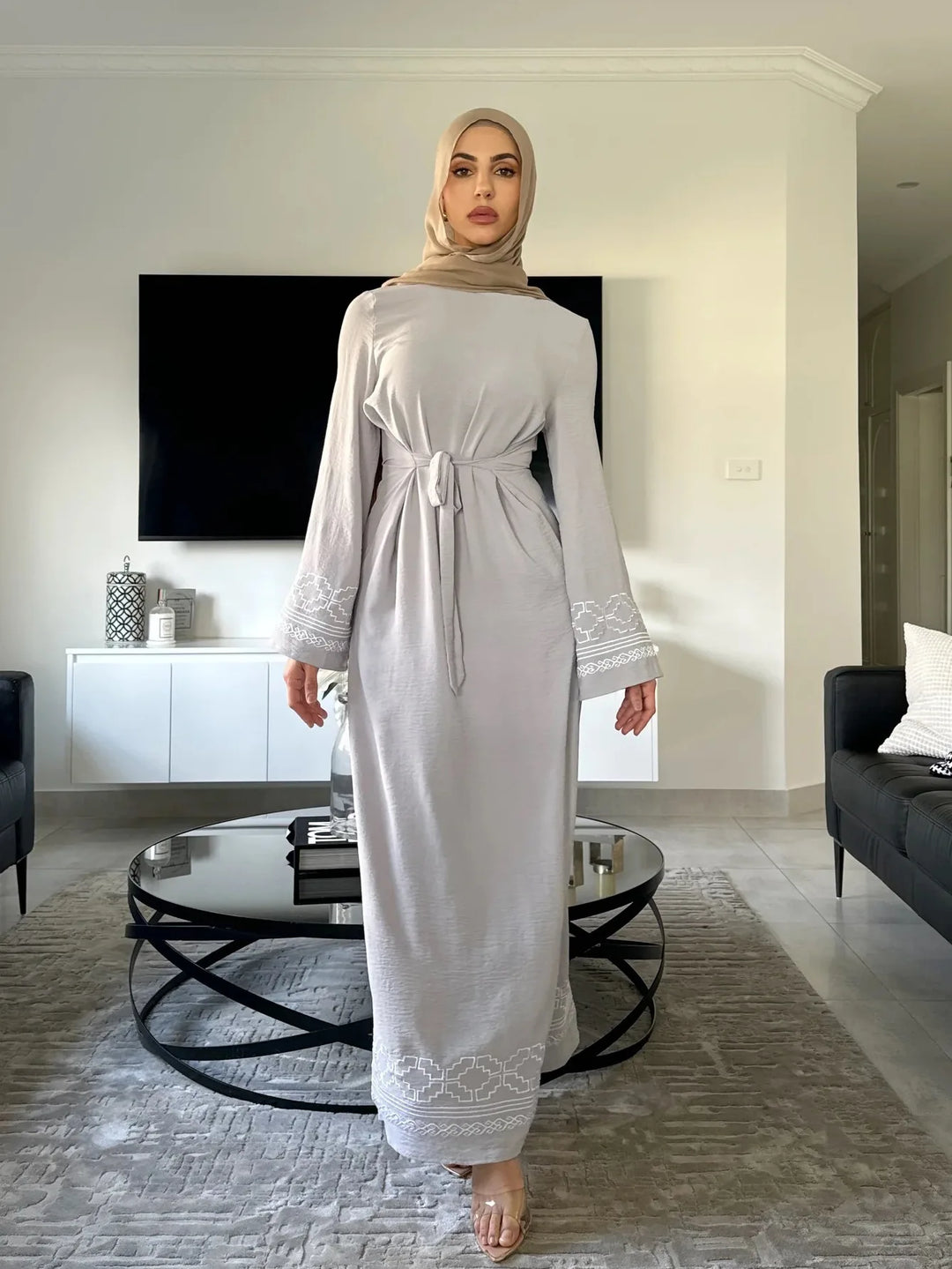 Embroidered Open Abaya | Elegant Kimono Modest Style