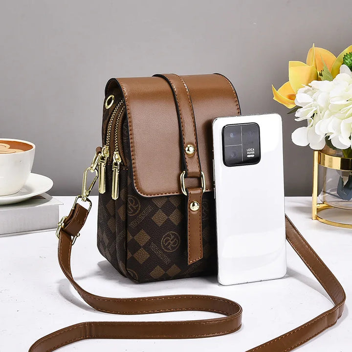 Women's Plaid Crossbody Phone Bag | حقيبة هاتف نسائية كروس بودي بنقشة مربعات
