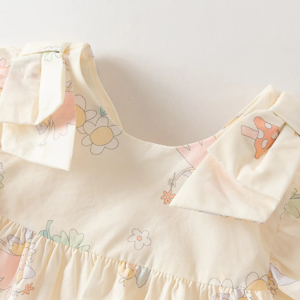 Girls Floral Print Cotton Dress