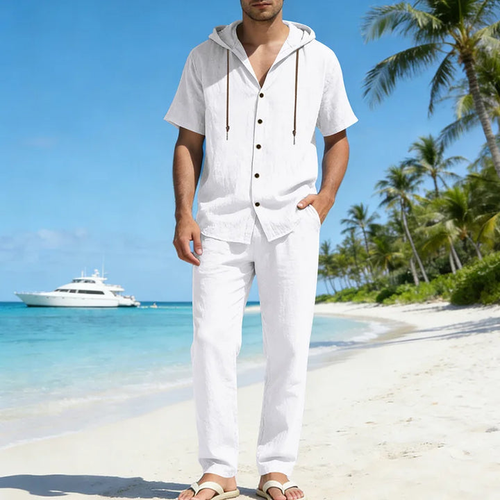 Men’s Linen Summer Set | Breathable Short Sleeve Shirt & Pants