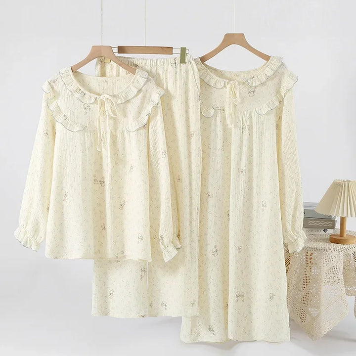Women’s Cotton Pajama Set & Nightdress | بيجامة وجلابية قطنية للبيت - Floral
