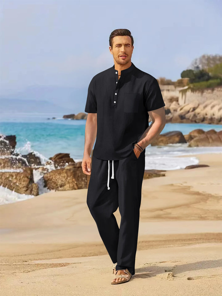 Men’s Summer Beach Set | Casual Short Sleeve Shirt & Shorts Outfit