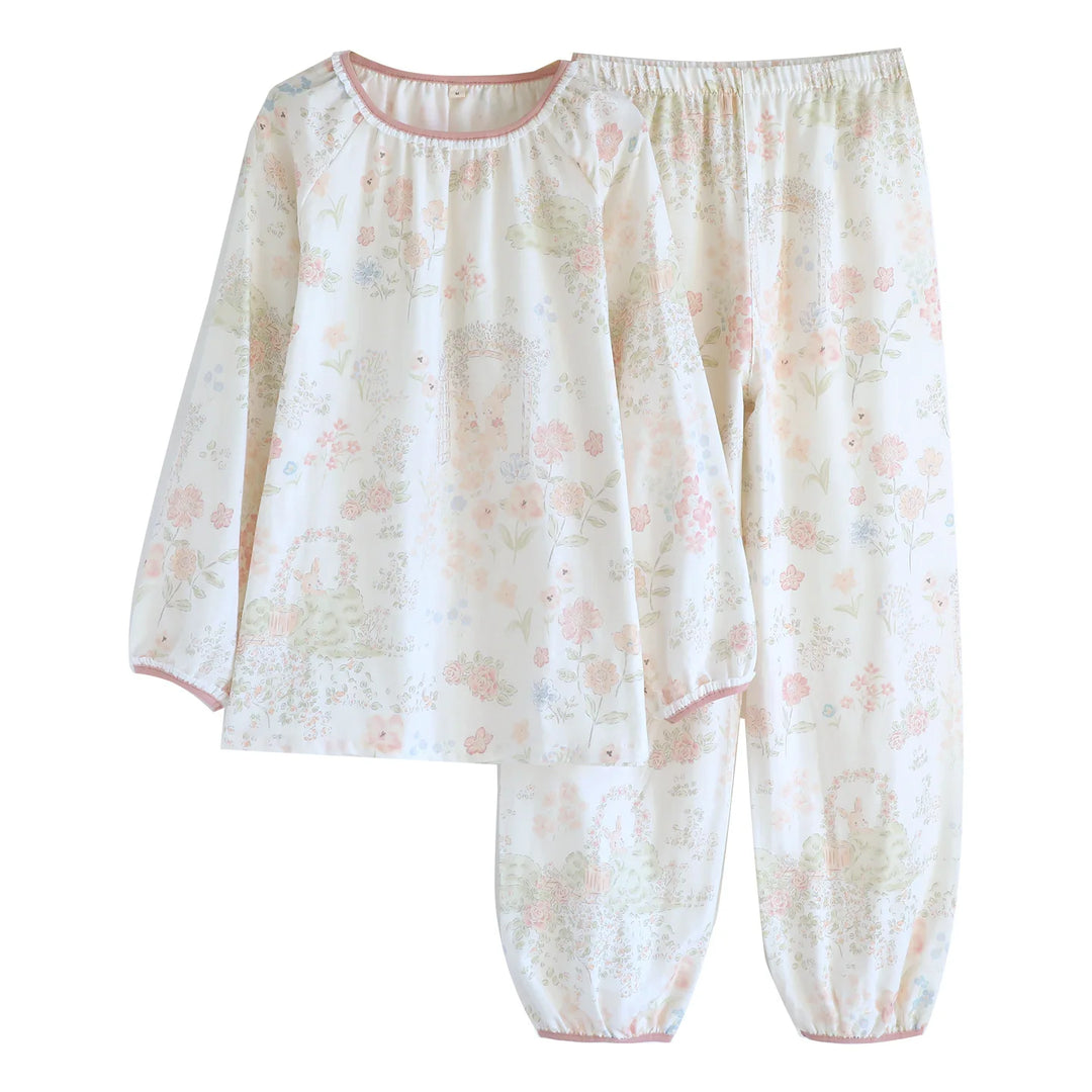 Women’s Cotton Gauze Pajama Set | بيجامة قطنية نسائية للبيت - Lace Collar