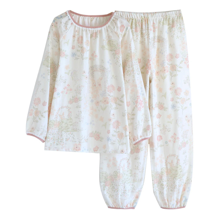 Women’s Cotton Gauze Pajama Set | بيجامة قطنية نسائية للبيت - Lace Collar