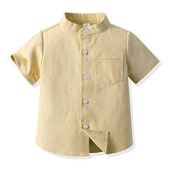 Boys’ Pure Cotton Short Sleeve Shirt 2–6 Years | قميص أطفال قطني قصير الأكمام لعمر ٢–٦ سنوات