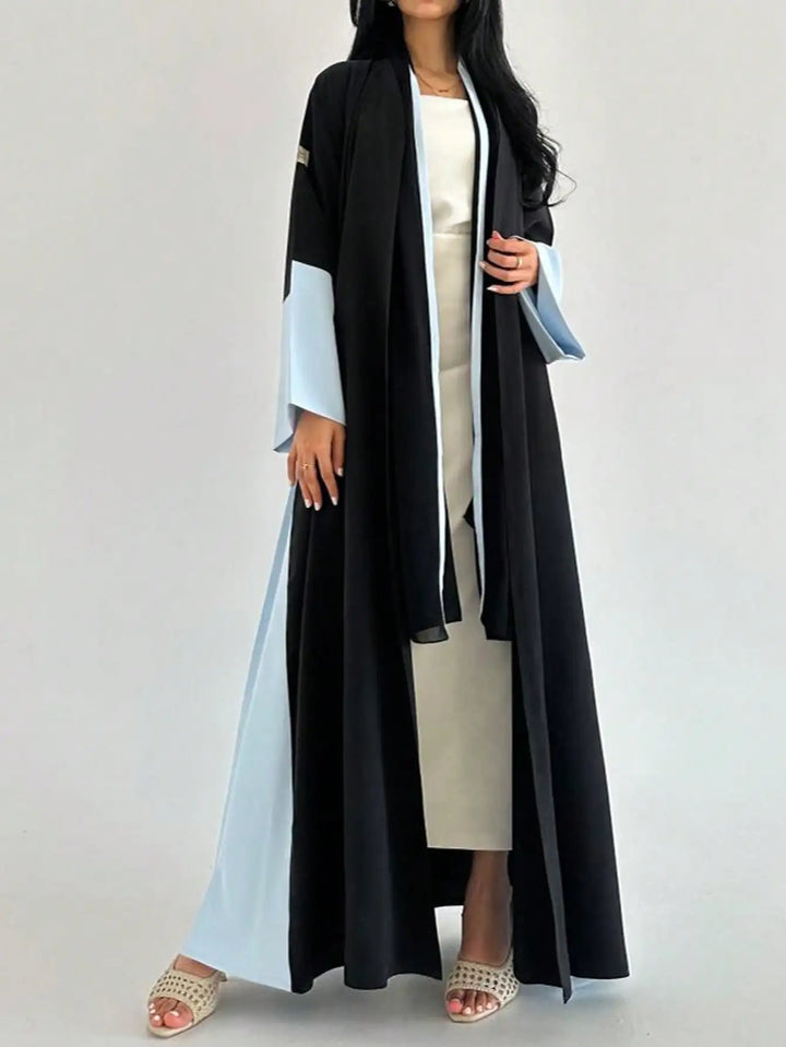 Abaya Open Front Color Block Elegant Modest