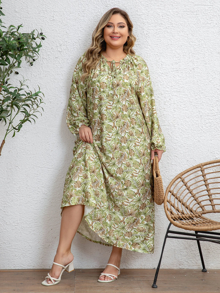 Women’s Plus Size Green Print Jalabiya | جلابية نسائية واسعة بنقشة خضراء