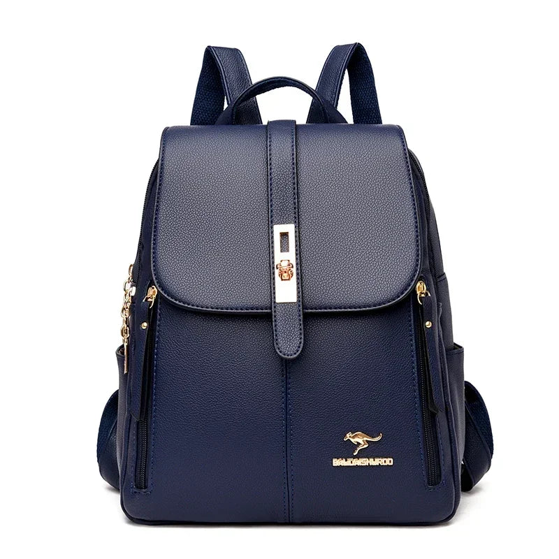 Women’s Vintage Leather-Look Backpack | حقيبة ظهر نسائية بطابع كلاسيكي