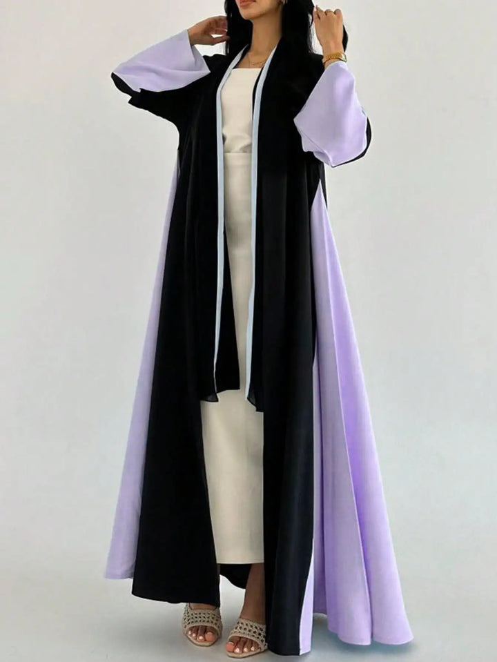 Abaya Open Front Color Block Elegant Modest