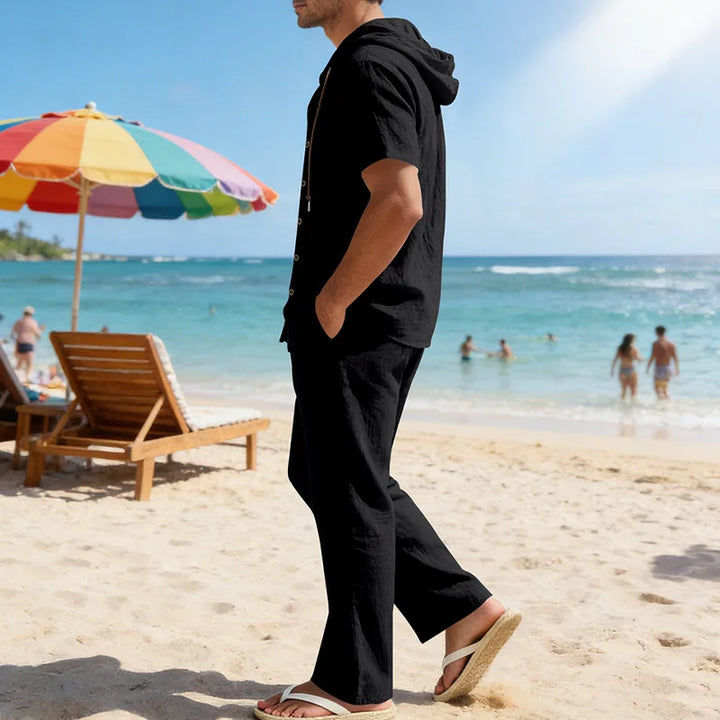 Men’s Summer Beach Set | Casual Short Sleeve Shirt & Shorts Outfit