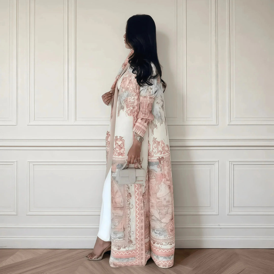 Printed Open Abaya | Elegant Lightweight Modest Wear