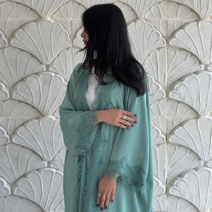 Women’s Abaya | Elegant Lace Splicing Modest Party Design