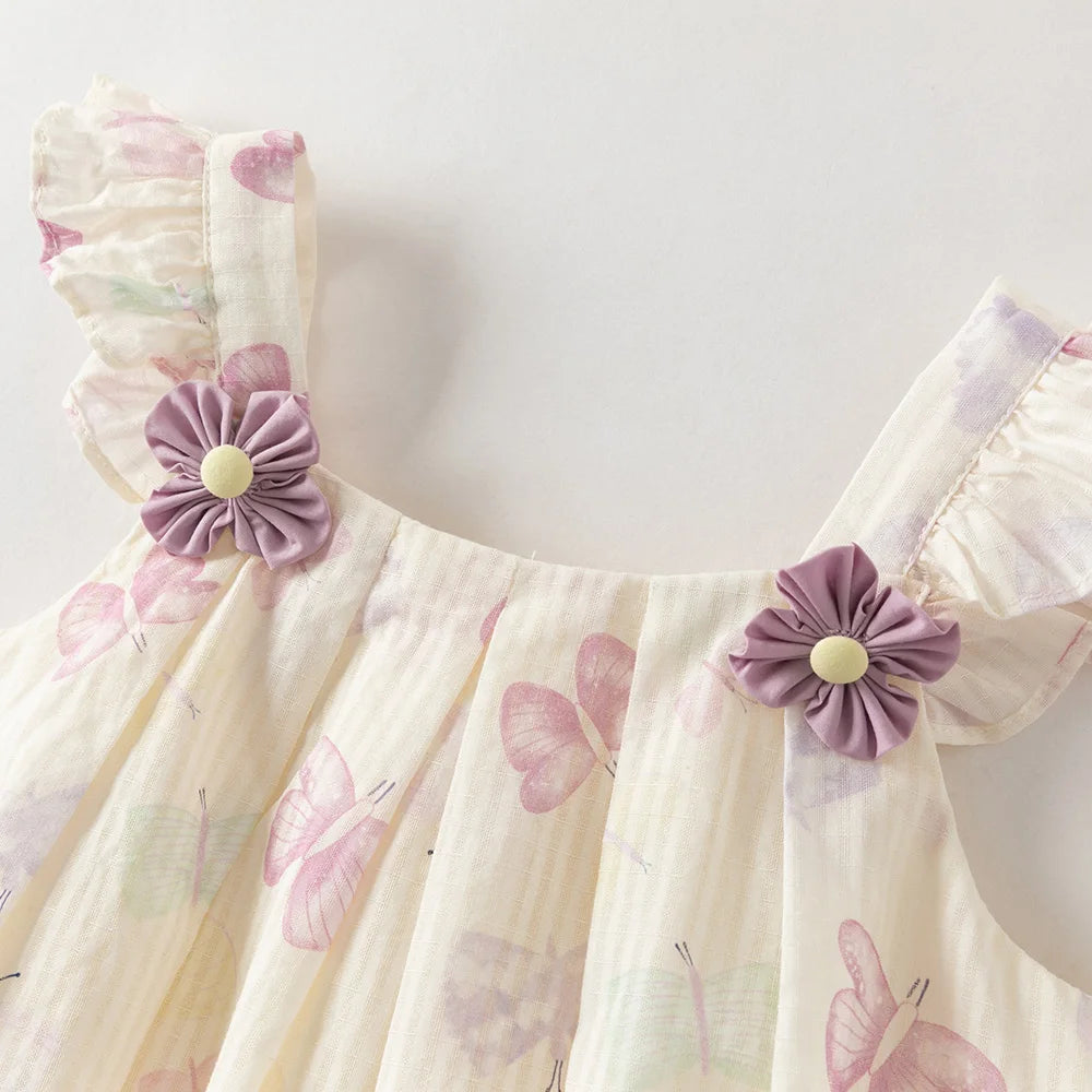 Girls Butterfly Print Summer Outfit Set