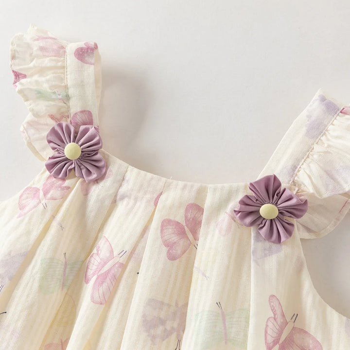 Girls Butterfly Print Summer Outfit Set