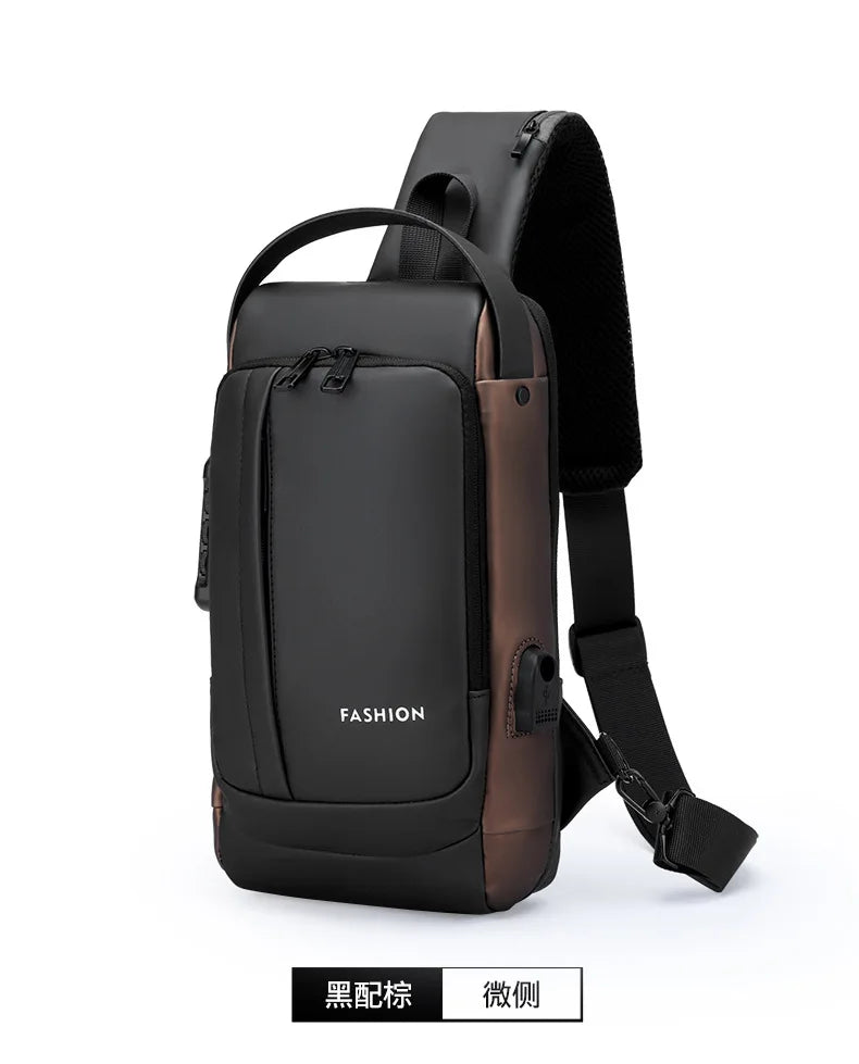 Men’s Anti-Theft Oxford Sling Chest Bag | حقيبة صدر رجالية أكسفورد مضادة للسرقة