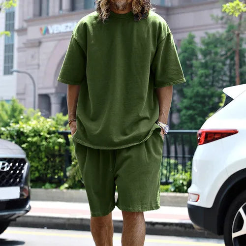 Men’s Printed Summer Set | Casual Short Sleeve Shirt & Shorts Outfit