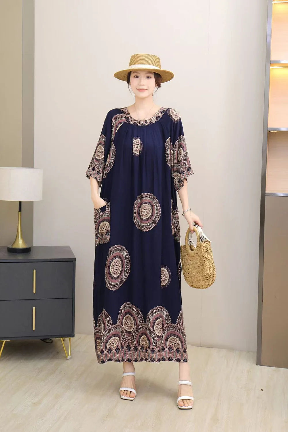 Women’s Floral Maternity Lounge Dress | فستان بيت واسع ومريح - Floral