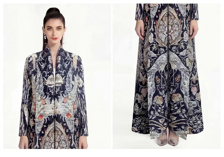 Women’s Pleated Printed Long Dress | فستان نسائي طويل بطبعات أنيقة