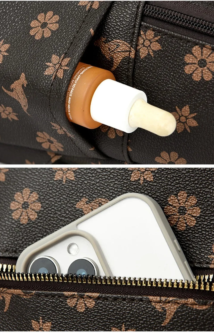 Women’s Leather-Look Travel Backpack | حقيبة ظهر نسائية أنيقة للسفر