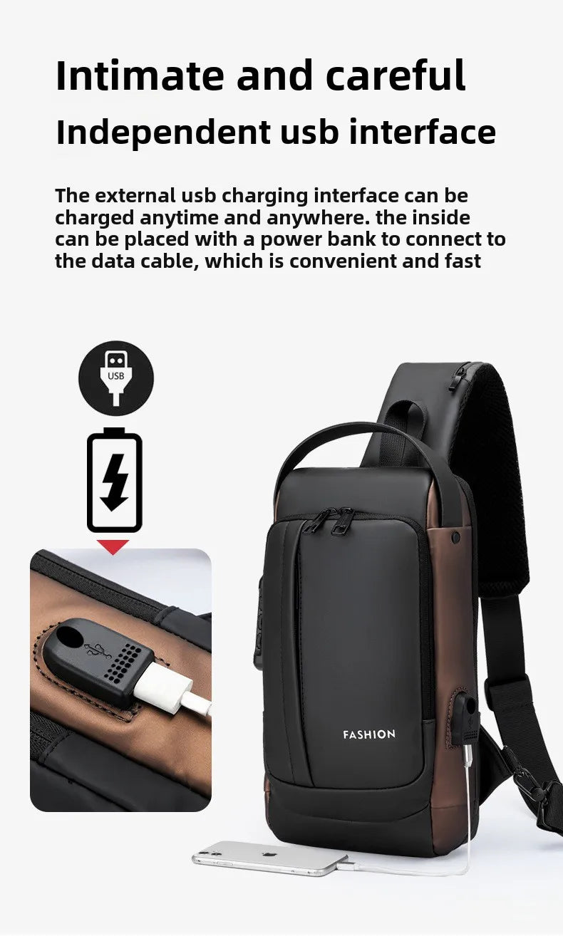 Men’s Anti-Theft Oxford Sling Chest Bag | حقيبة صدر رجالية أكسفورد مضادة للسرقة
