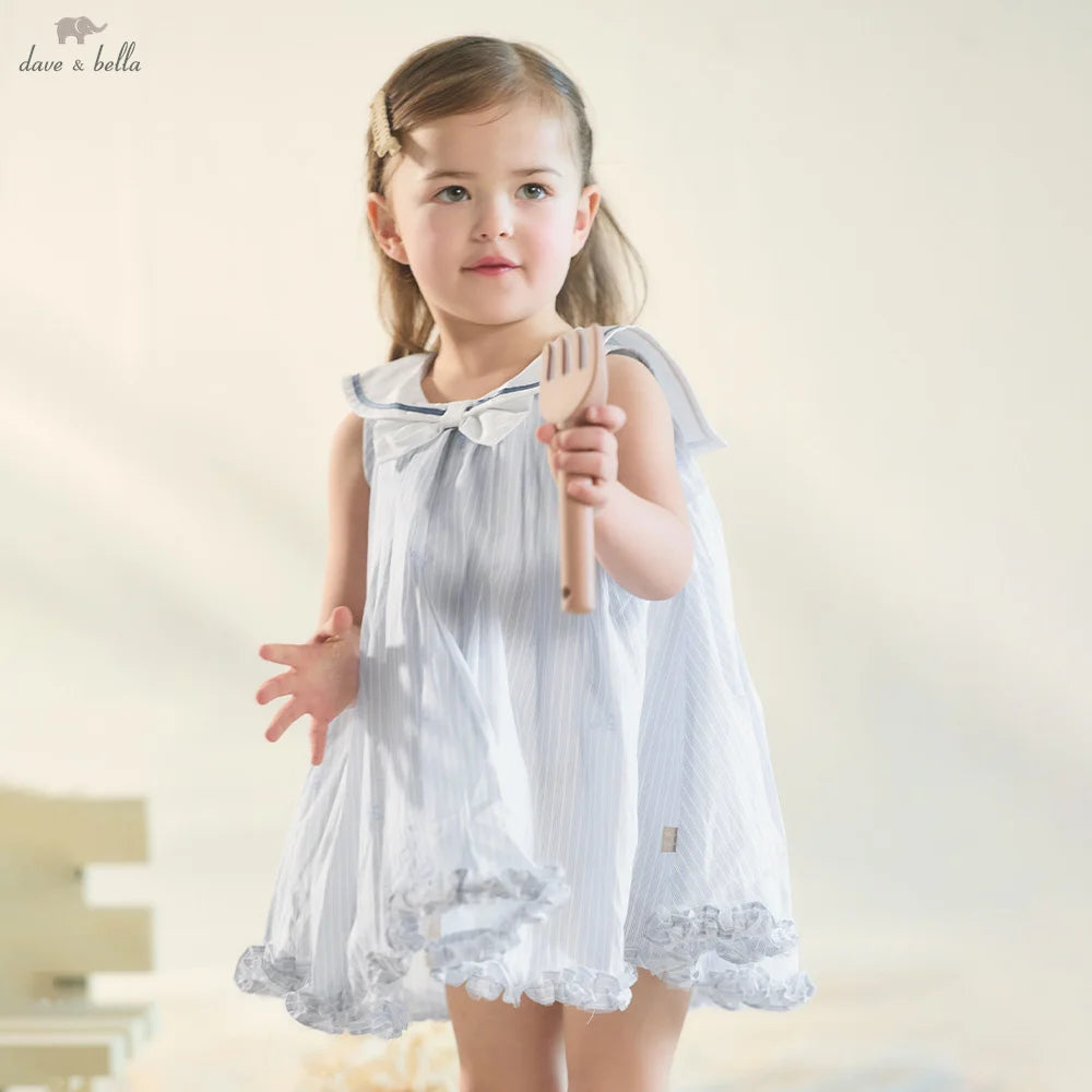 Girls Bow Print Cotton Dress