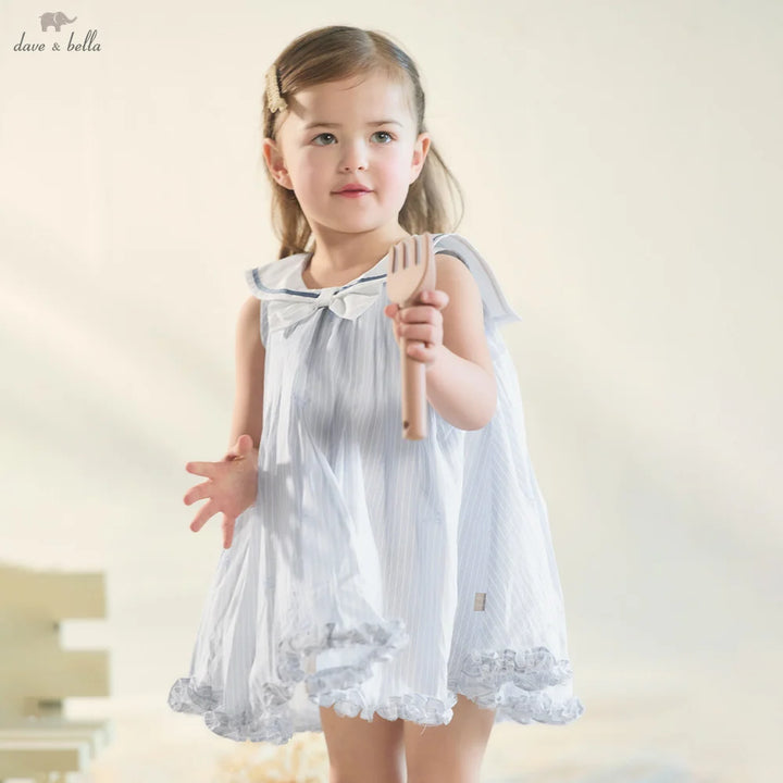 Girls Bow Print Cotton Dress