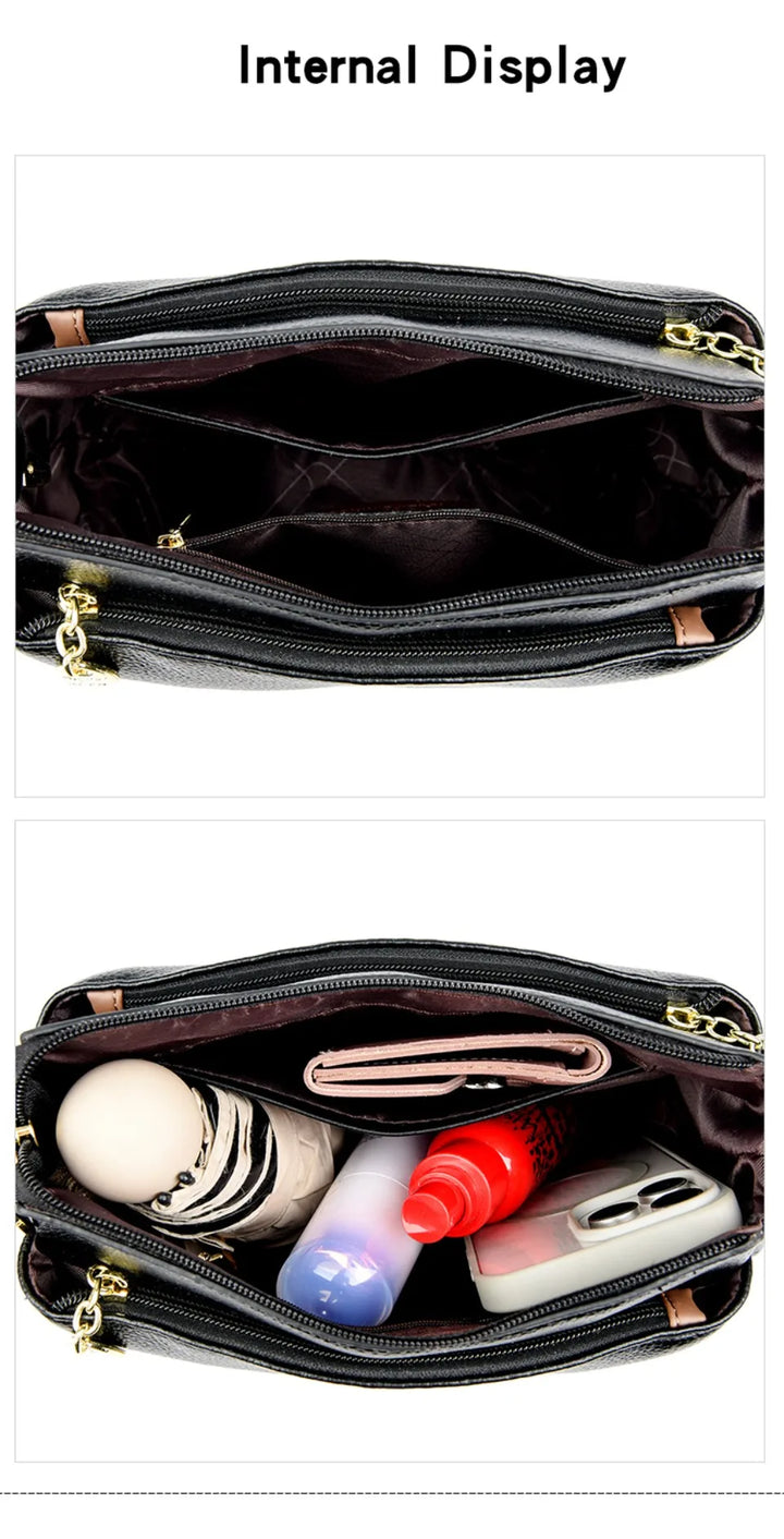 Women’s Three-Layer Shoulder Bag | Elegant Soft Crossbody