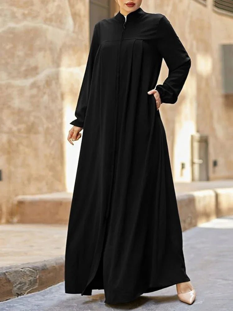 Black Abaya | Elegant Modest Zipper Dress