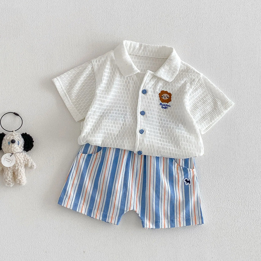 Baby Boys’ Breathable Shirt & Shorts Set 1–3Y | طقم طفل خفيف بقميص وشورت لعمر ١–٣ سنوات